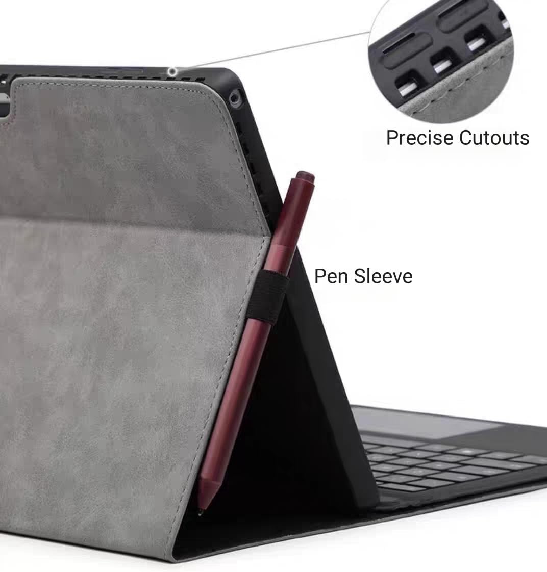 Case for Surface Pro 12 inch 2025, Multiple Angle Business Slim Tablet Protective Cover with Stylus Holder Magnet Auto Sleep/Wake, Compatible with Type Cover Keyboard, Black