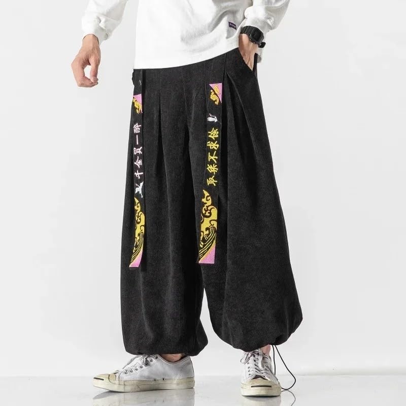 Men Loose Harajuku Sports Trousers Hip Hop Jogging Pants Corduroy Casual Harem Pants4