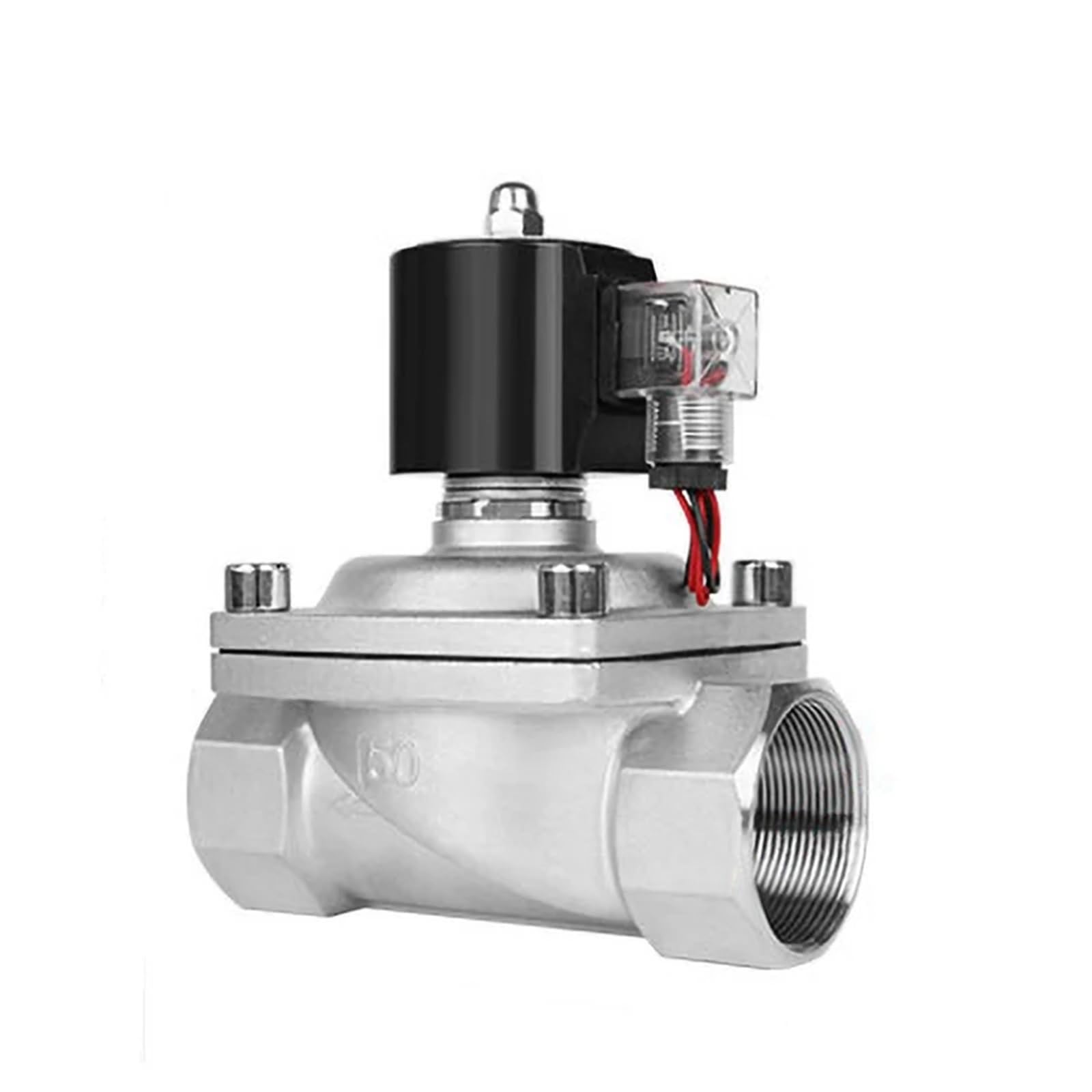 COSZWQDP 2" Normally Closed Waterproof Solenoid Valve DN50 Stainless Steel with LED Power Indicator 24V 12V 220V 110V(G-230VAC-EPDM-SEAL)