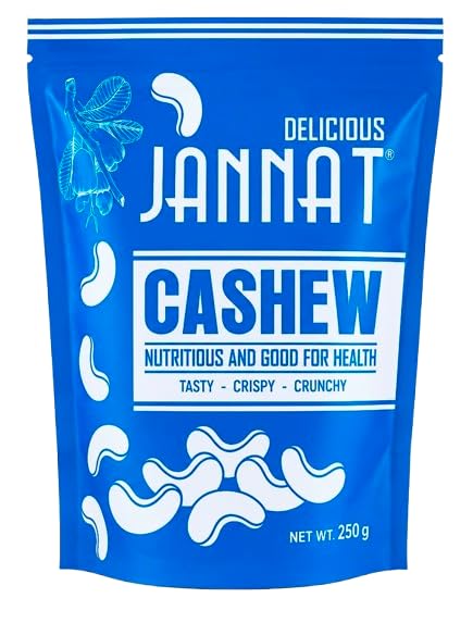 Image of JANNATCASHEW Premium Cashew Nuts W180 Grade 250g and California Almonds 250g Combo Pack | Whole Unsalted Cashew Kernels and Almonds | Crunchy Dry Fruits | Suitable for Snacking, Baking and Cooking
