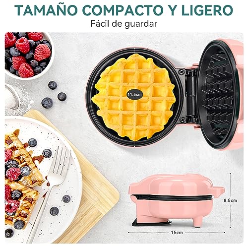 Image of SNAILAR Mini Waffle Maker Belgian Waffle Maker Small Classic Waffle Maker for Children's Birthdays, Family Parties, Easter or Christmas, Cute and Compact Design, 550 Watt, Pink