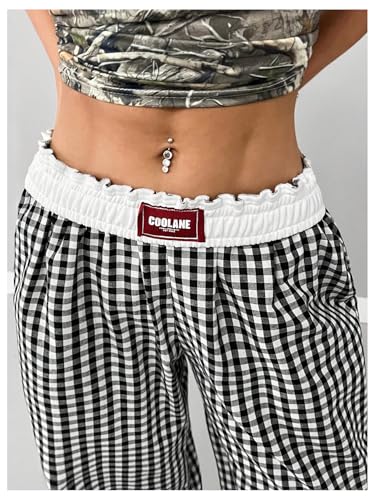 Image of RoseSeek Women's Letter Leopard Print Y2K Straight Elastic Waist Leg Pants