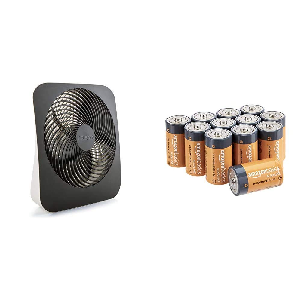 Treva 10-Inch Portable Desktop Air Circulation Battery Fan - 2 Cooling Speeds - With AC Adapter & Am