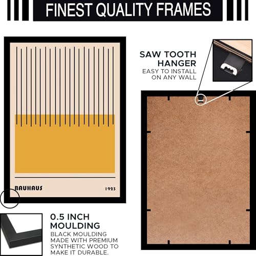 Image of BLINKART Vintage Bauhaus Retro Geometric Aesthetic Poster Gallery | Colorful Wrap Framed For Home Office Studio Living Room Modern Art Studio Decoration Abstract Shapes | (d145) | 13x10 Inch