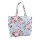 Lvtree Tote Shoulder Bag Handbag, Foldable Wallets Purse Bag for Outdoors Gym Hiking Picnic Travel Beach, Blue Rose