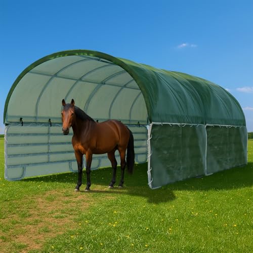 VOSS.farming Weidezelt XXL 7,20 x 3,60m Weideunterstand LagerzeltRundbogen Komplettset extra belastbar