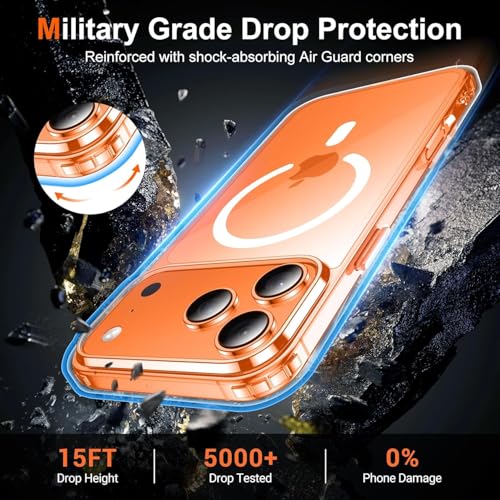 Image of for iPhone 17 Pro Max Case Clear with Screen Protector, Compatible with Magsafe, Anti-Yellowing, Military-Grade Protection, Shockproof Slim Magnetic Phone Case Cover, Transparent