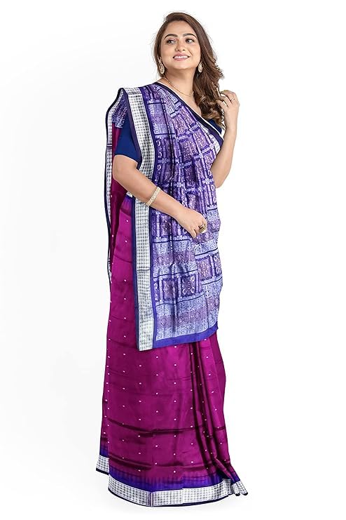 Image of Handmade Pure Bomkai Silk Saree Khandua Natural Silk Ikkat Saree For Women /Ethnic Wear /Traditonal Saree /Handloom Saree With Regular Fit Blouse Piece