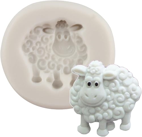 MINFEIDMS Molde de silicona para fondant de ovejas 3D de animales para decoración de tartas, decoración de cupcakes, pasta de goma de chocolate,