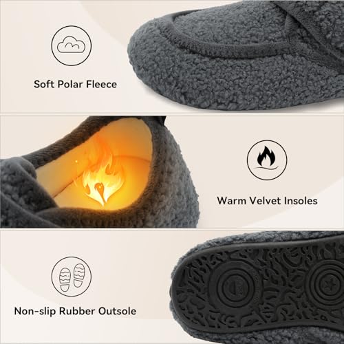 BARERUN Womens Mens Slippers Diabetic House Slippers for Women Men Wide Indoor Slip on Barefoot Adjustable Orthopedic Neuropathy Arthritis Edema Plantar Fasciitis Slipper Socks4