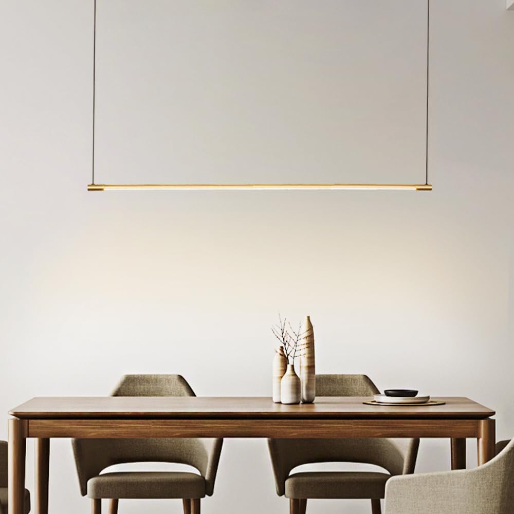 Suspension À Tube Long Ultra Fin, Lustre Linéaire En Alumiavec Abat-Jour En Silicone, Suspension À Led Moderne, Éclairage Décoratif De Restaurant Minimaliste Luminaires Suspendus 23,6"/D/Three