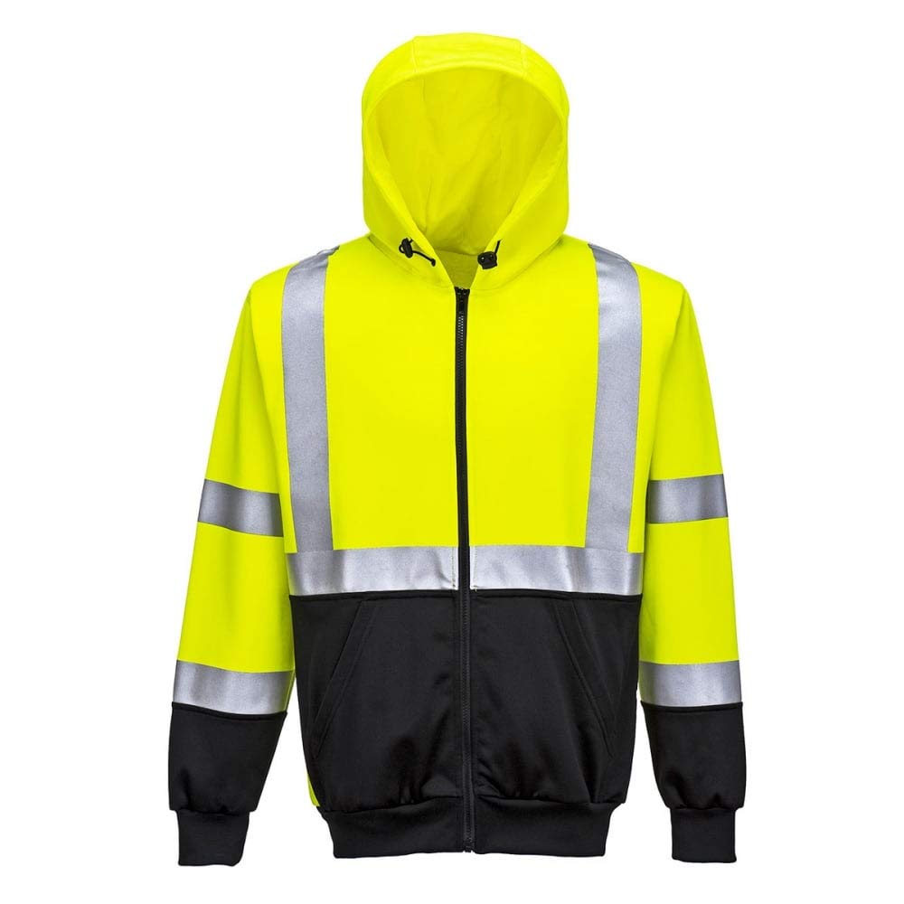 Portwest Yellow B315 Hi-Vis Contrast Zipped Hoodie