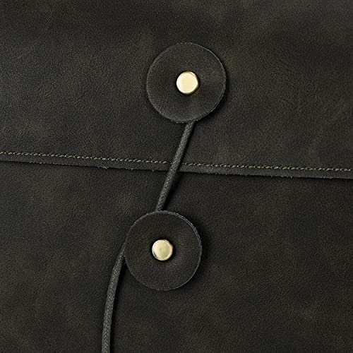 Image of men woman pu leather multifunction clutch documents sleeve A4 size manila file case envelope bag conference folder, Army Green 13.8 inch(L) x9.8 inch(H) x 0.2 inch(W)