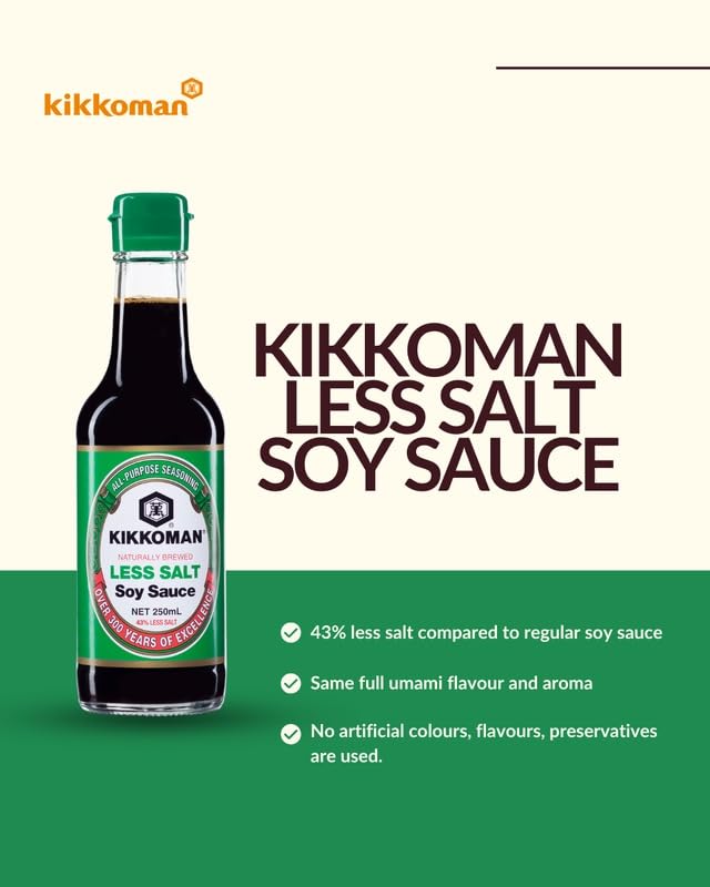 Image of Kikkoman Soy Sauce with Less Salt, 250ml