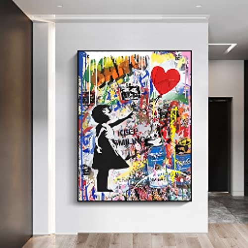 Peinture sur toile street art grand format pour habiller un mur blanc de salon 70x100cm - 4