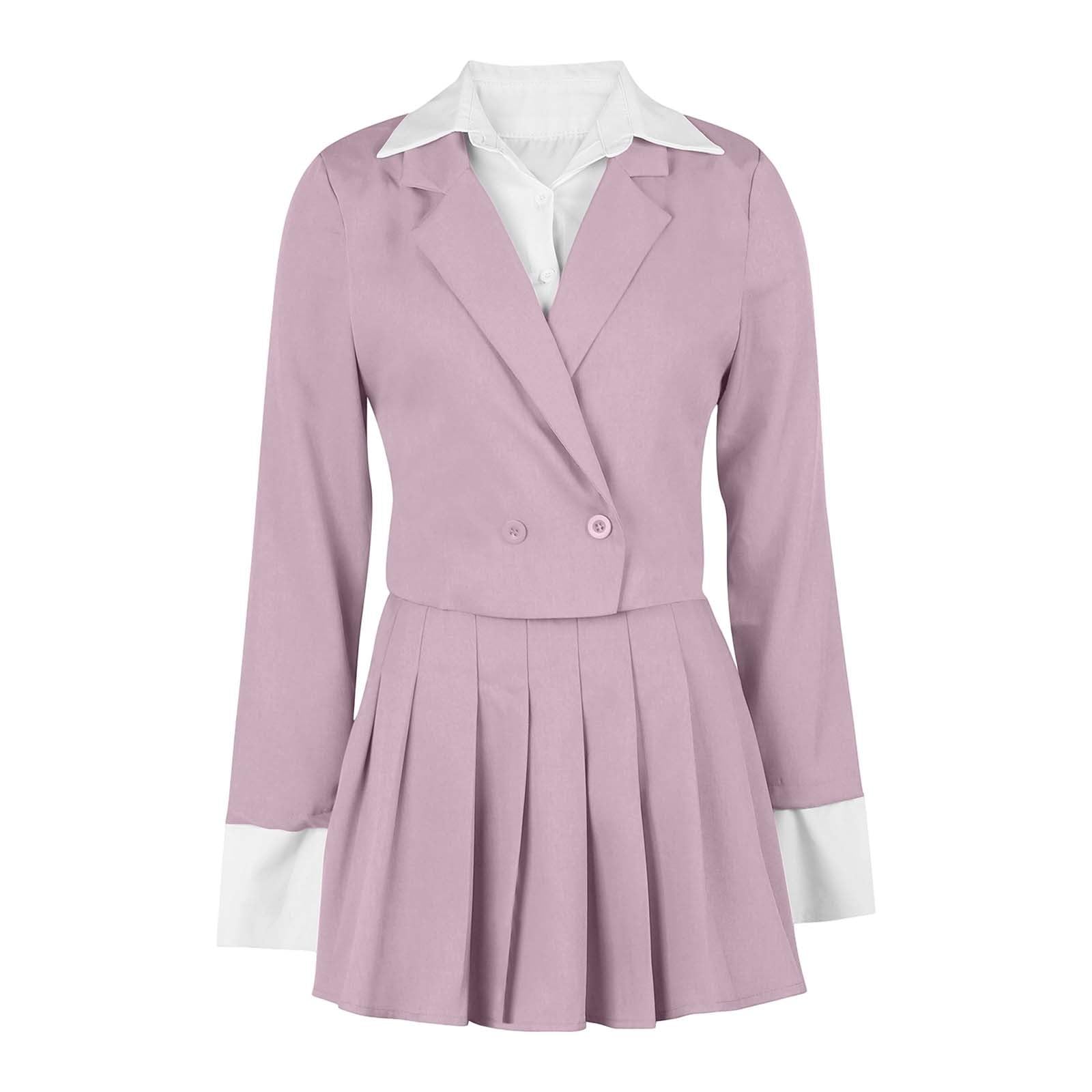 Conjunto de camiseta y falda para mujer de 2 piezas y combinaciones de falda con falda plisada y chaqueta entallada para trajes formales de negocios y carrera