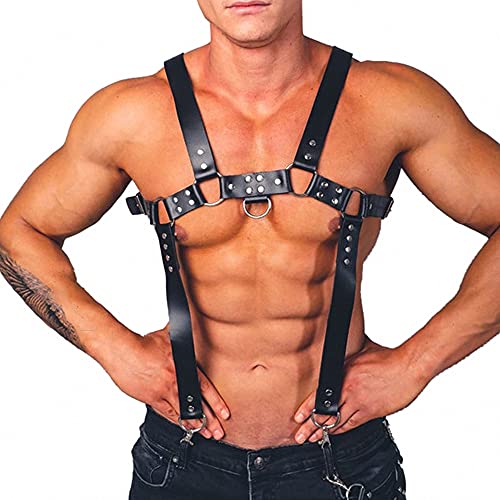 Men Body Bondage Harness Chest Strap Belt Strap Rave Handmade Leather Garter