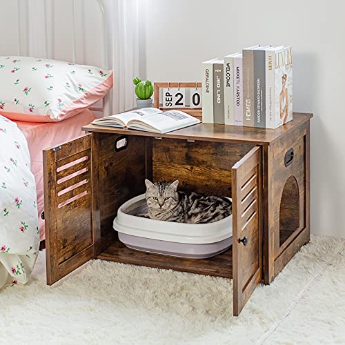 DINZI LVJ Litter Box Enclosure, Cat Litter House with Louvered Doors, Entrance Can Be on Left or Right Side, Spacious… - Image 6
