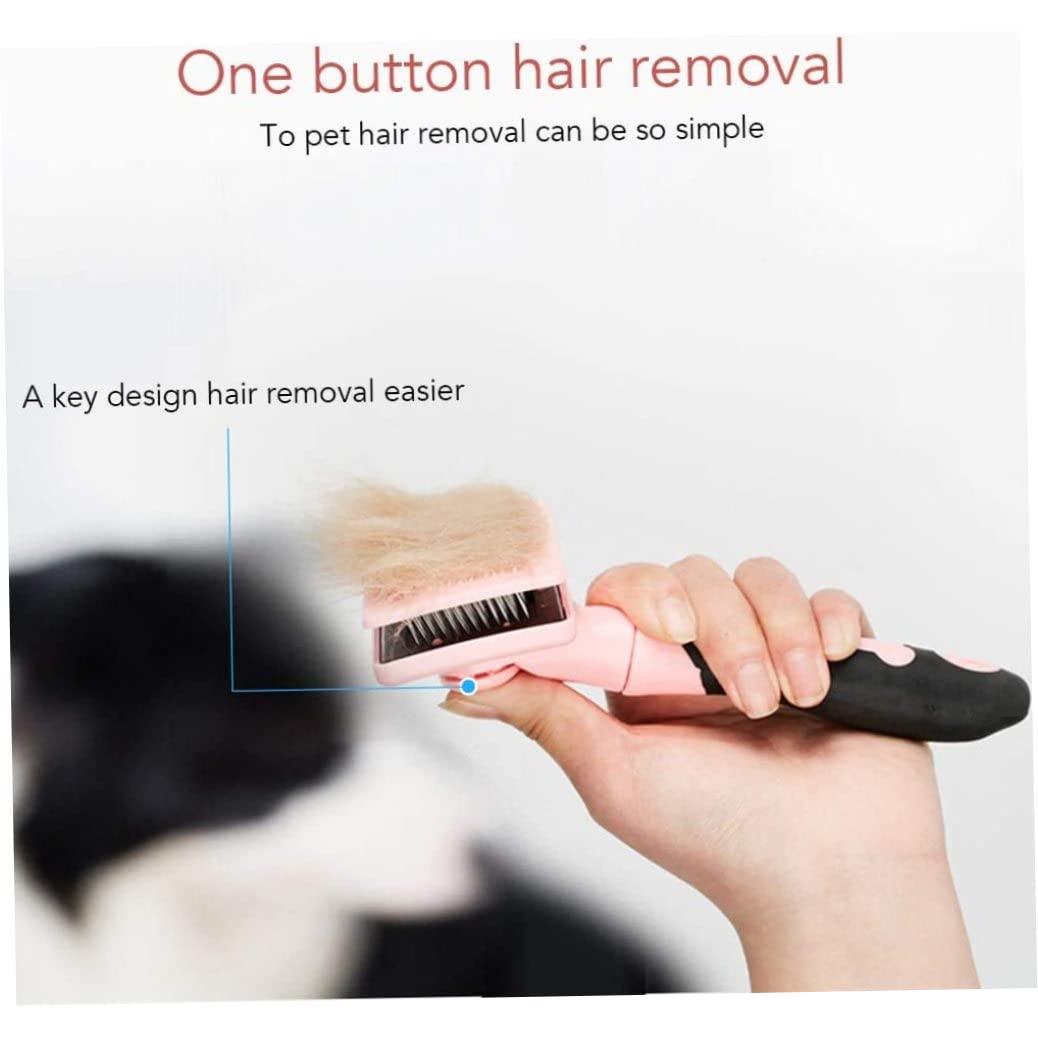 Cepillo para perros y gatos para arrojar cepillo autolimpiador para perros pequeños y medianos Cepillo para el cuidado de mascotas para pelo largo y corto Mango de agarre suave Suministros para perros