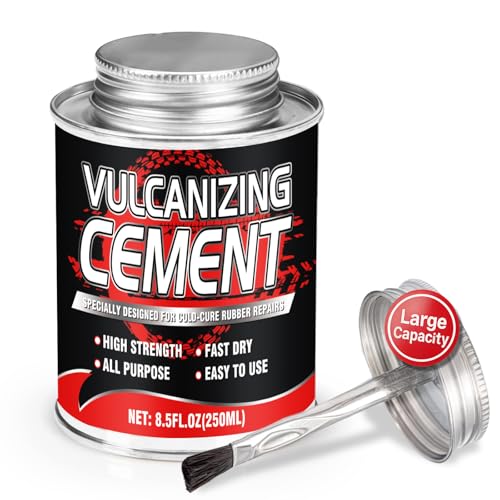 Chemical Vulcanizing Cement Fast Dry Rubber Cement All Purpose Tire Repair Glue Tire Patch Kit with Brush 8.5 FL.Oz for Car Motorcycle Bike (Rubber)