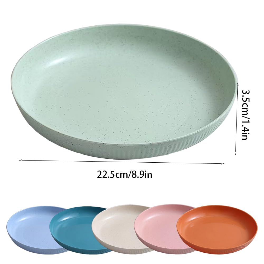 6 Pezzi Piatti Plastica Piatti in Plastica Colorat Piatti Plastica Bambini Set di Piatti Infrangibili Piatti per Insalata, Pasta, Feste, Casa, Ufficio, Microonde e Lavabili in Lavastoviglie