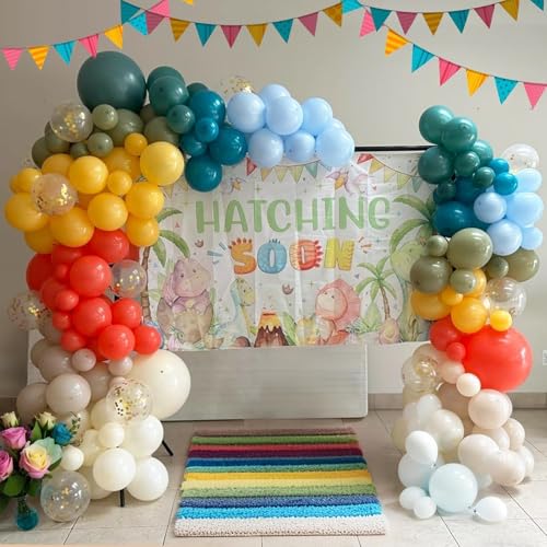 Image of Retro Boho Balloon Arch Garland Kit, 163Pcs Retro Blue Orange Mustard Yellow Balloon Arch Garlands for First Birthday Theme Boho Colorful Baby Shower Wedding Bridal Shower Rainbow Party Decoration