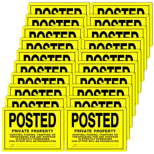 20 Pcs 10x7 Posted Signs No Trespassing No Hunting Signs Private Property Aluminum Metal for Warning No Hunting Fishing Trapping Indoor Outdoor