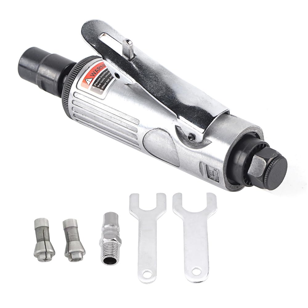 Uadme Air Die Grinder, 1/4Inch Pneumatic Air Die Grinder, Grinding Kit Polishing Engraving Tool 90PSI, Silver and Black