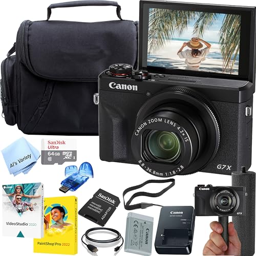 Canon PowerShot G7 X Mark III Digital Camera, Kit with Accessories: 64GB Memory,Case, Grip, Software, & More (Renewed)