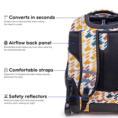 Image of J World Sundance Laptop Rolling Backpack for Girls Boys. Roller Bookbag with Wheels, 20 Inch, Vivid Tweed