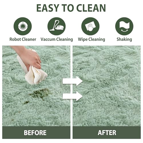 6x9 Rug Sage Green Area Rugs for Living Room,Plush Soft Grass Fluffy Nursery Bedroom Carpet for Kids Teens Home Decor Aesthetic