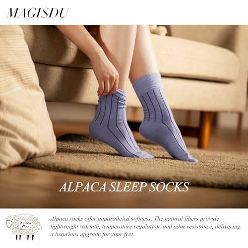 Alpaca Wool Sleep Socks for Women Super Soft Warm Moisture Wicking Anti Odor Mid Calf Crew Sock Cozy Gifts for Ladies2