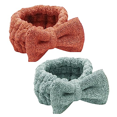 rajhevb(すえ) ヘアバンド ヘアターバン 洗顔 お風呂 化粧 ふわふわ マイクロファイバー 2点セット 髪留め 吸水 速乾 伸縮性 可愛い 洗顔バンド レディース