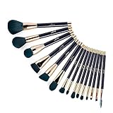 Jessup 15pcs Makeup Brushes Set Powder Foundation Eyeshadow Eyeliner Lip Contour Concealer Smudge Brush Tool Blue/Darkgreen T113