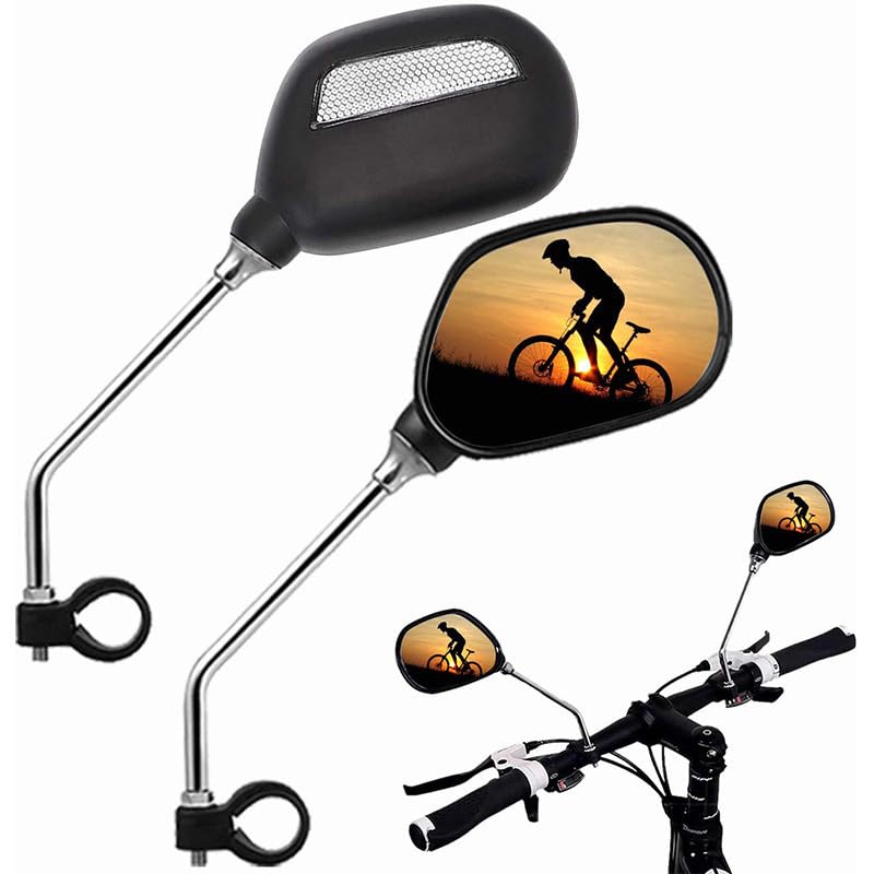 Bike Mirrors, 2Pcs Bicycle Large Wide Angle 360°Adjustable -Bicycle Mirrors for Handlebar 22-26mm, for Mountain Road Bike Motocycle