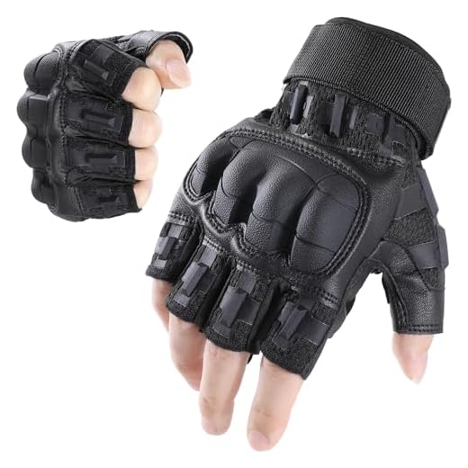 WTACTFUL Gants sans doigts pour homme Airsoft Paintball Vélo Cyclisme Moto Motocyclette Chasse Randonnée Travail Extérieur Gants demi-doigts Noir M
