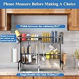 SAYZH Over The Sink Dish Drying Rack, 2 Tier Rack Adjustable (25.5 to 33.5 inch) Dish Drainer Rack with Utensil Sponge Holder Caddy for Kitchen Counter Organization, Black - Image 8
