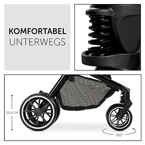 Hauck Kinderwagen 2in1 Move So Simply Set mit Babywanne, wendbarer Sitz für Kinder, bis 25 kg, Liegefunktion, Teleskopgriff, Leichtlaufräder, 4-fach-Federung, UV-Schutz 50+, Faltbar, Schwarz