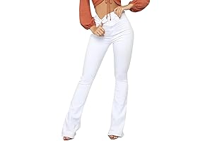 Women's High Waisted Stretch Bootcut Denim Pants with Skinny Bell Bottom