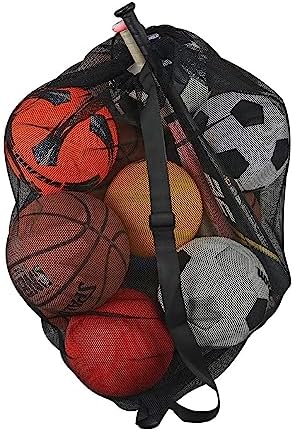 Soccer Ball Bag for Coaches | Mesh Sports Equipment Bag with Storage for Volleyball, Football | 30 x 40 Inches Durable Ball Holder, Soccer Coach Bag with Ball Net for Easy Transport & Organization