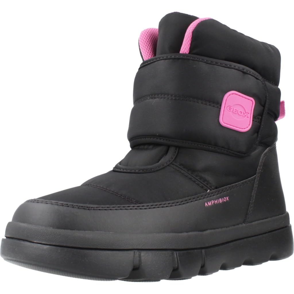 Geox J WILLABOOM GIRL B A, Snow Boot, BLACK/FUCHSIA,