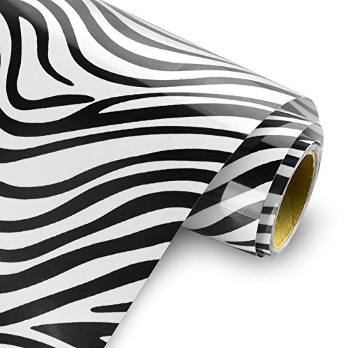 PU Heat Transfer Vinyl Zebra Pattern HTV Vinyl Roll - 10 Inch x 5 Feet Iron on Vinyl Wild Animal Print HTV for Garment Clothing T-Shirt Decoration DIY
