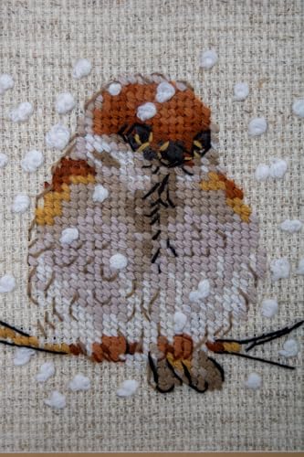 Image of RIOLIS - Sparrow 1680, Cross Stitch Kits 3,94 inch x 3,94 inch, Cross Stitch Kits for Beginners & Advanced, Crossstitching Kit Adult, Embroidery Counted Stitching Kit