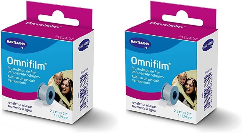 Omnifilm: Cinta Autoadhesiva de un Solo Uso; Hidrófobo; Repelente al Agua; Muy Resistente; para Pieles Sensibles; 2,5cmx5m (Paquete de 2)