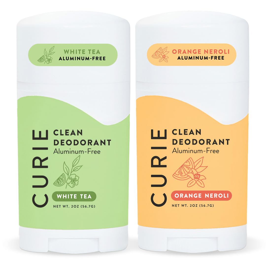 CurieNatural Deodorant for Women - Orange Neroli + White Tea - Aluminum Free, Clean, Sustainable, Vegan Paraben Free (2pk)