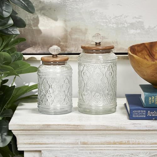Deco 79 085142 Glass Floral Living Room Decorative Jars Decorative Container thumb #4