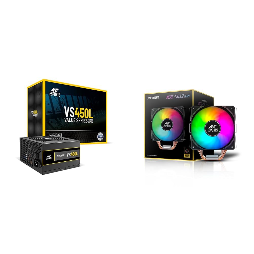 Ant Esports VS450L Non-Modular High Efficiency Gaming Power Supply/PSU with 1 x PCIe and 120mm Silen