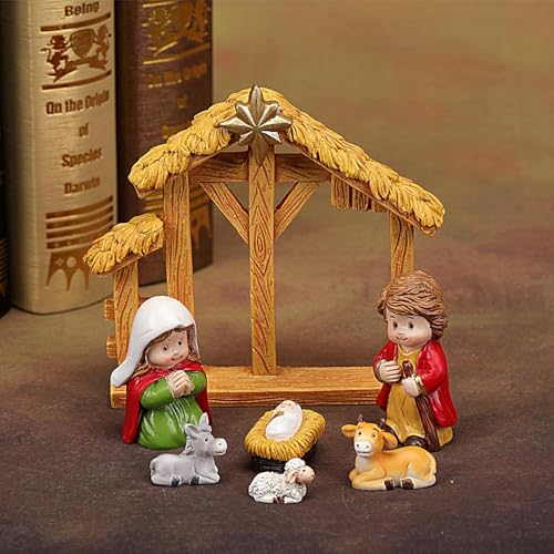 Crèche miniature pour Noël : ensemble de 12 figurines de table à collectionner - 4