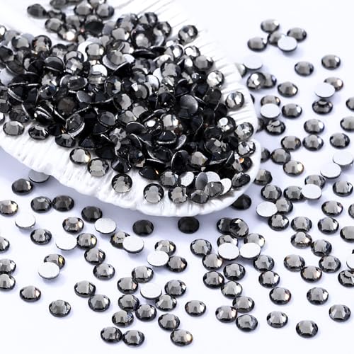 Image of Gray Flatback Rhinestones, Glass Rhinestones for Nail Art and Craft, Glue Fix, Loose Crystal Gemstones(Gray, SS4, 1440pcs, 1.5-1.7mm)