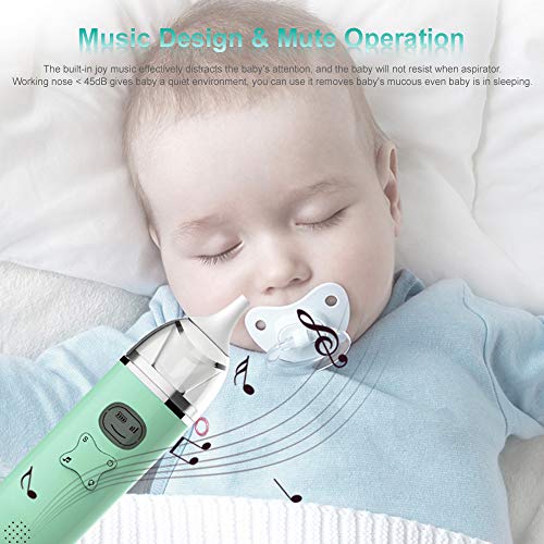 Baby Nasal Aspirator, 2020 Upgraded Electric Nose Cleaner with 2 Silicone Tips 3 Suction Levels and Wonderful Music, USB Charging Mucus Remover Snot Sucker for Newborns Infant Toddlers Kids Adult